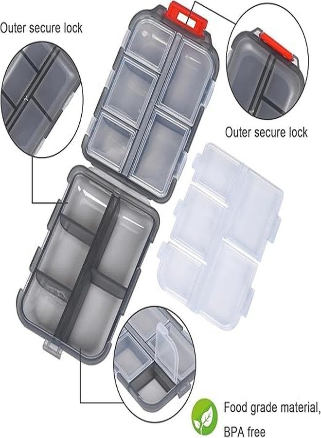 CLICKSWIFT علبة حبوب الأدوية Clickswift® مع مجموعة حافظة أدوية للسفر، حاوية صيدلية يومية جيبية محمولة، موزع علبة حبوب، مع 10 أقسام لأدوية مختلفة - قطعة واحدة (متعددة الألوان) - Image 4